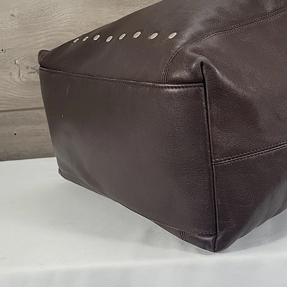 Anthropologie Elegant Brown Studded Leather Tote Bag